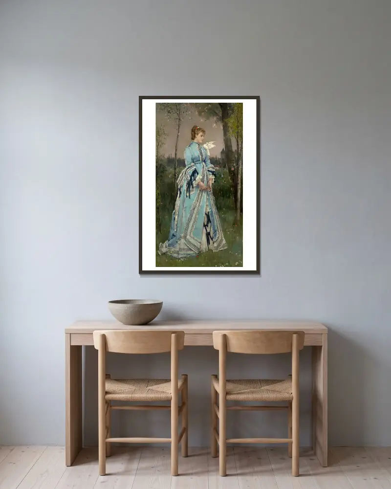 Spring av Alfred Stevens inramad på en vägg
