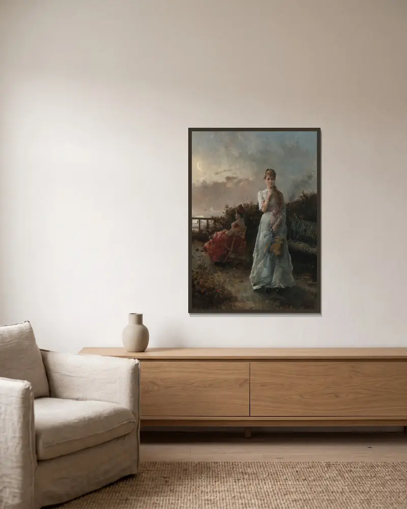Un Soir À La Mer von Alfred Stevens gerahmt an einer Wand