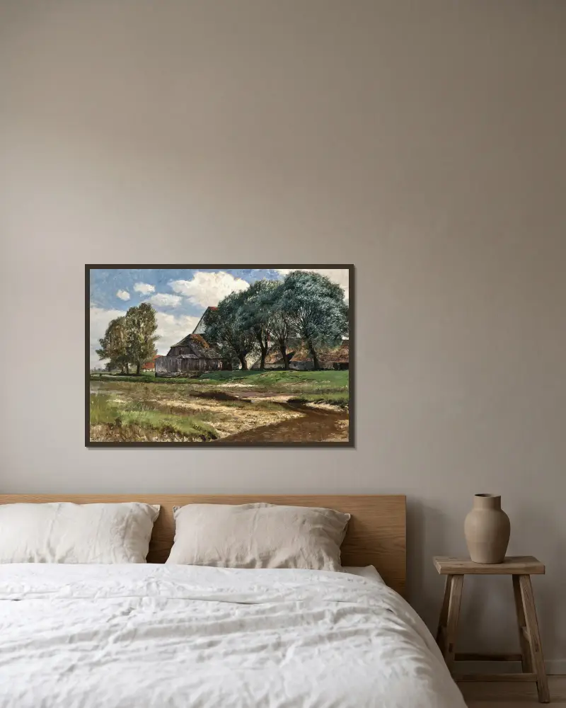 Ein Bauernhof bei München von Alfred Zoff gerahmt an einer Wand