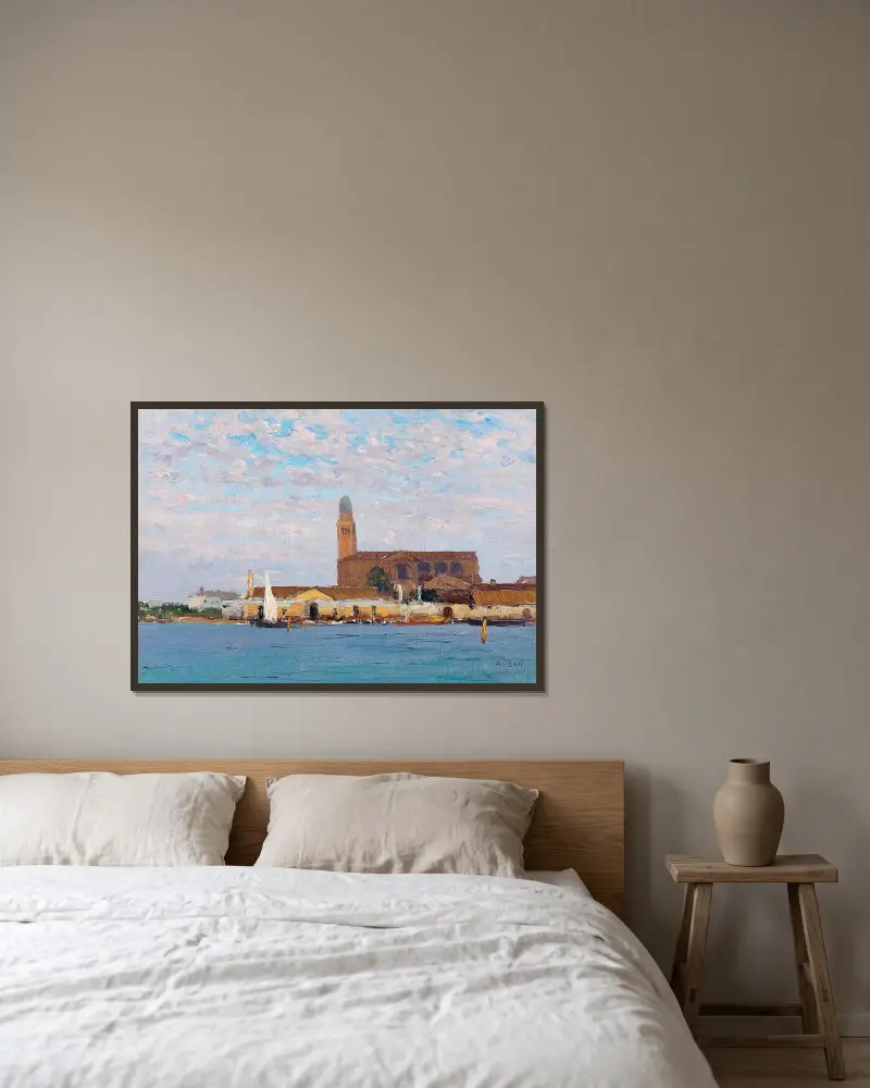 Blick auf die Kathedrale von Chioggia von Alfred Zoff gerahmt an einer Wand
