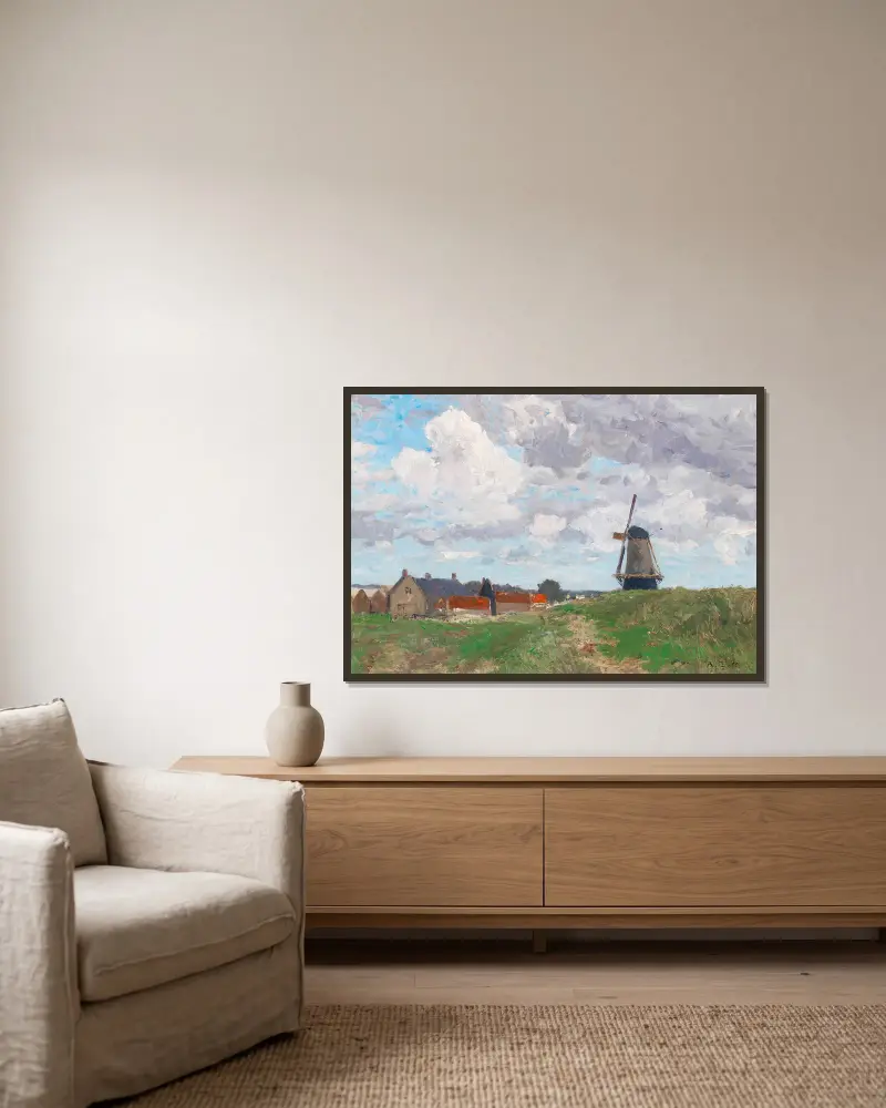 Eine Windmühle in Vlissingen von Alfred Zoff gerahmt an einer Wand