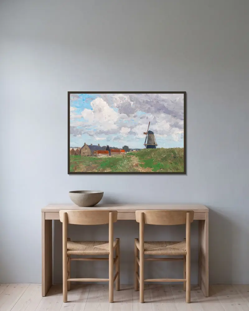 Eine Windmühle in Vlissingen von Alfred Zoff gerahmt an einer Wand