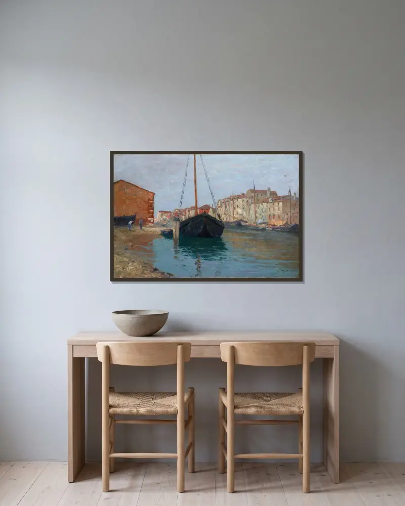 Chioggia av Alfred Zoff inramad på en vägg