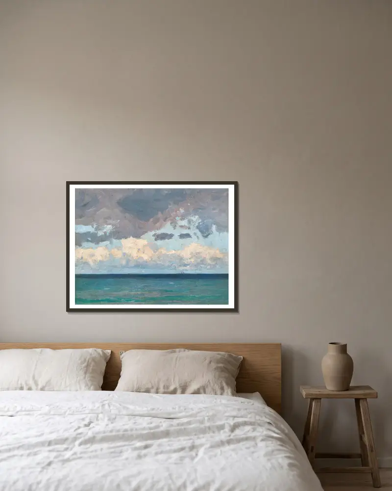 Clouds over the sea av Alfred Zoff inramad på en vägg