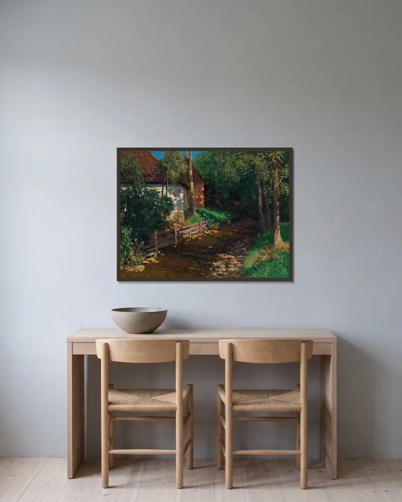 Motiv från Stainzertal (Väststeiermark) av Alfred Zoff inramad på en vägg