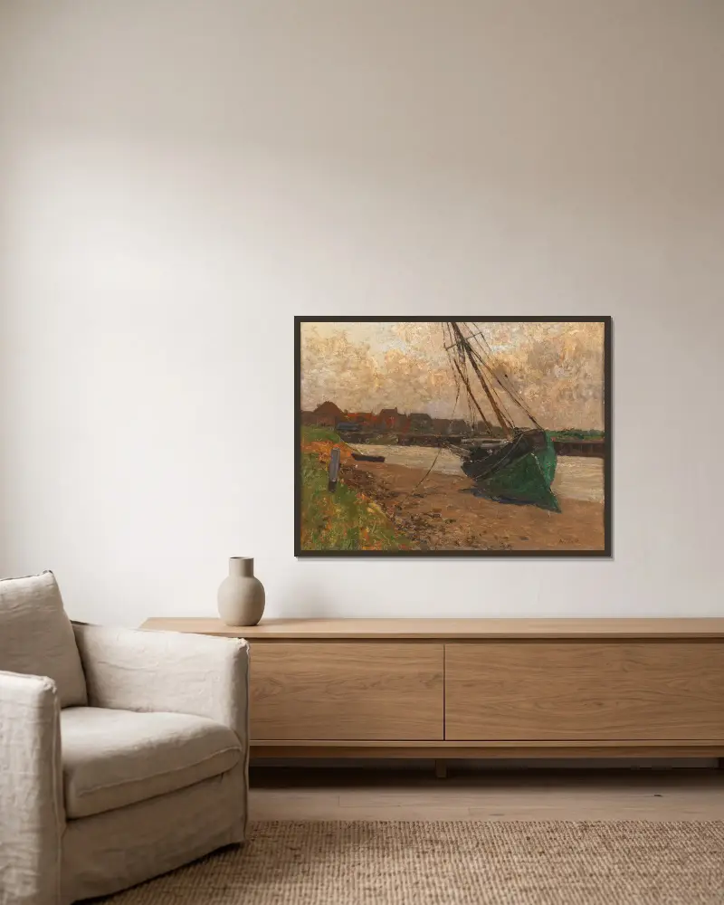Motiv från Nieuwpoort (Belgien) av Alfred Zoff inramad på en vägg