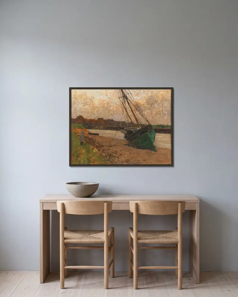 Motiv från Nieuwpoort (Belgien) av Alfred Zoff inramad på en vägg