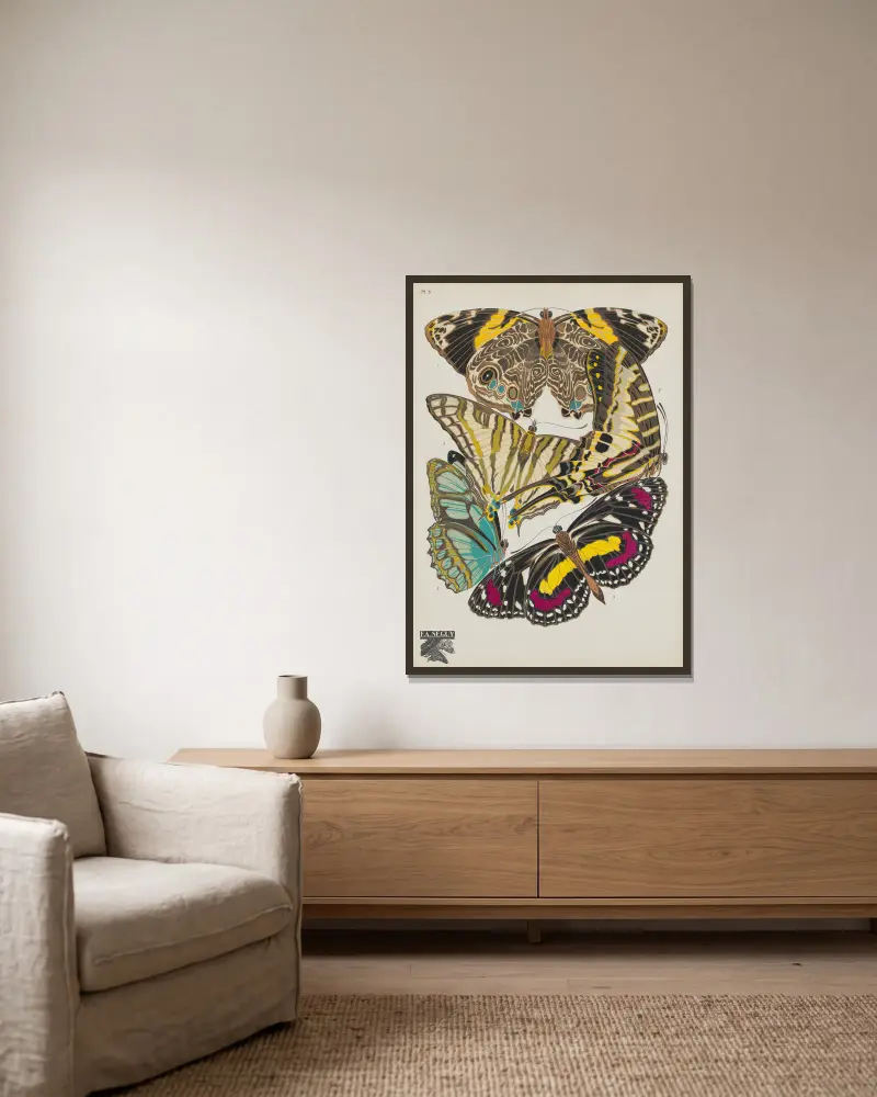 Papillons Pl.05 von Emile-Allain Séguy gerahmt an einer Wand