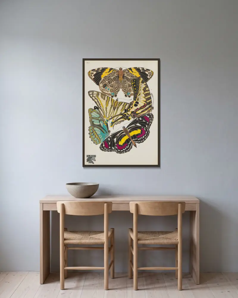 Papillons Pl.05 von Emile-Allain Séguy gerahmt an einer Wand