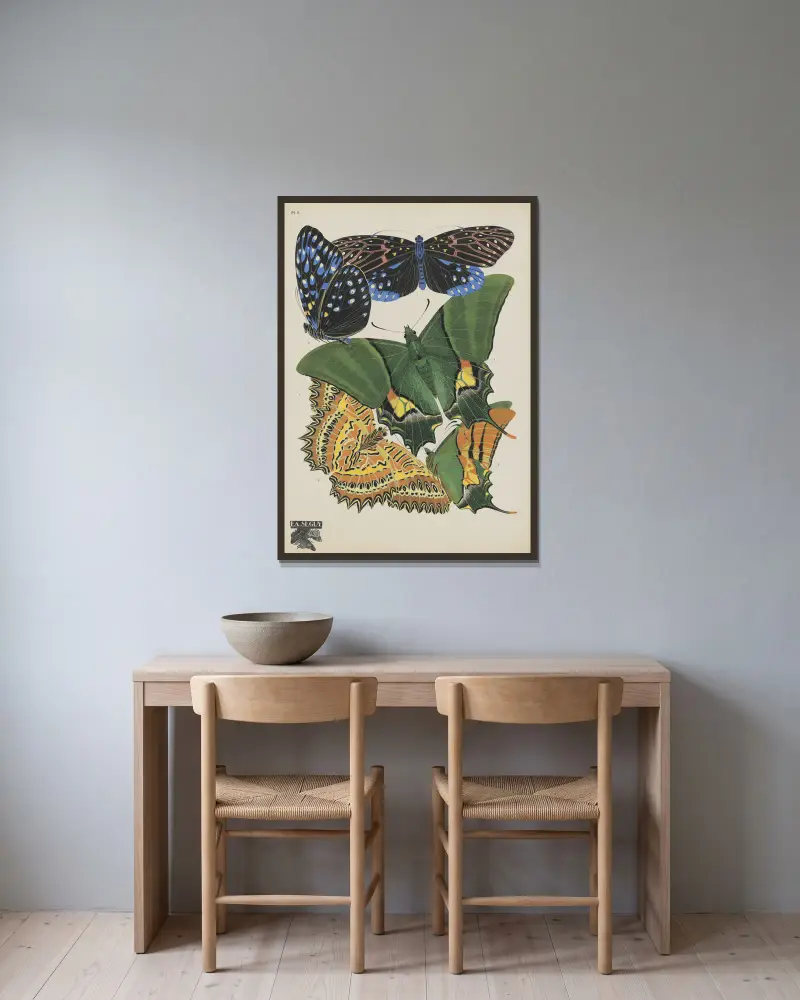 Papillons Pl.06 von Emile-Allain Séguy gerahmt an einer Wand