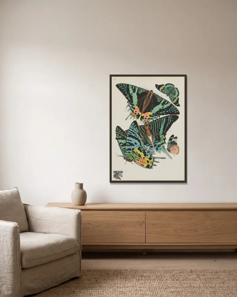 Papillons Pl.07 von Emile-Allain Séguy gerahmt an einer Wand