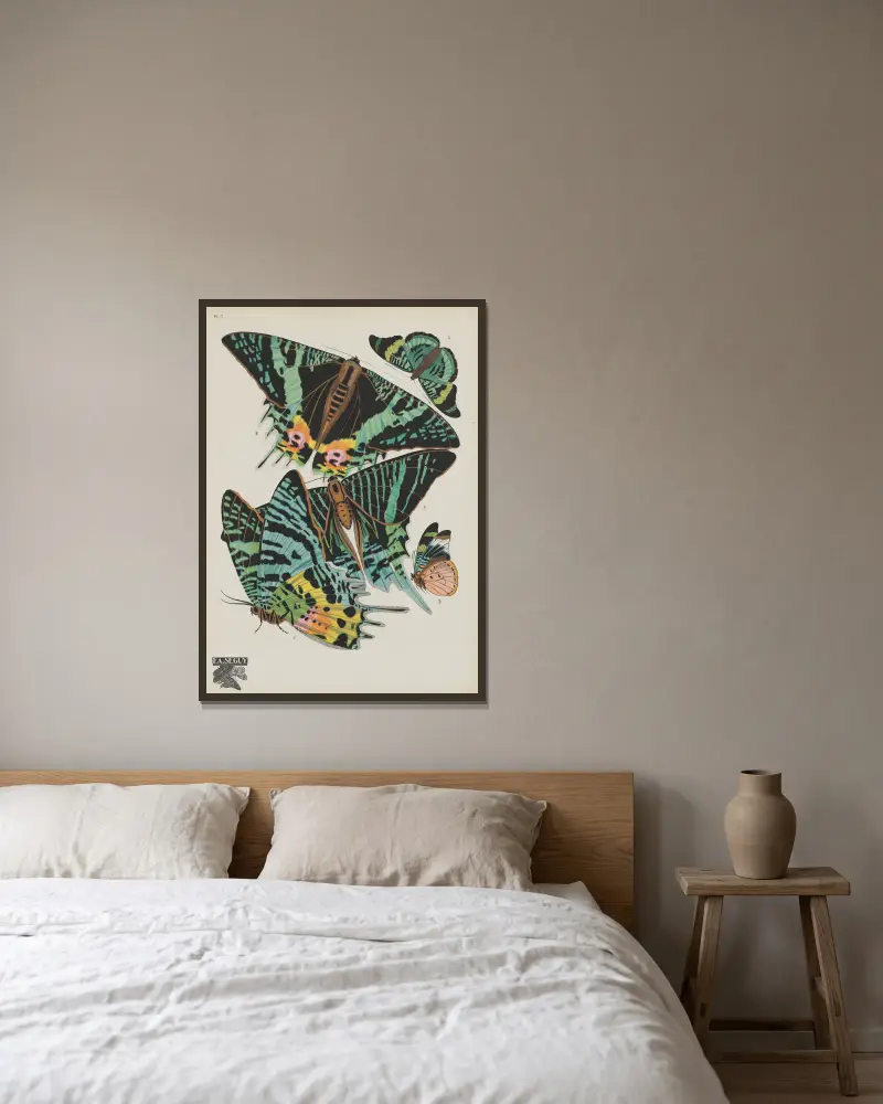 Papillons Pl.07 von Emile-Allain Séguy gerahmt an einer Wand