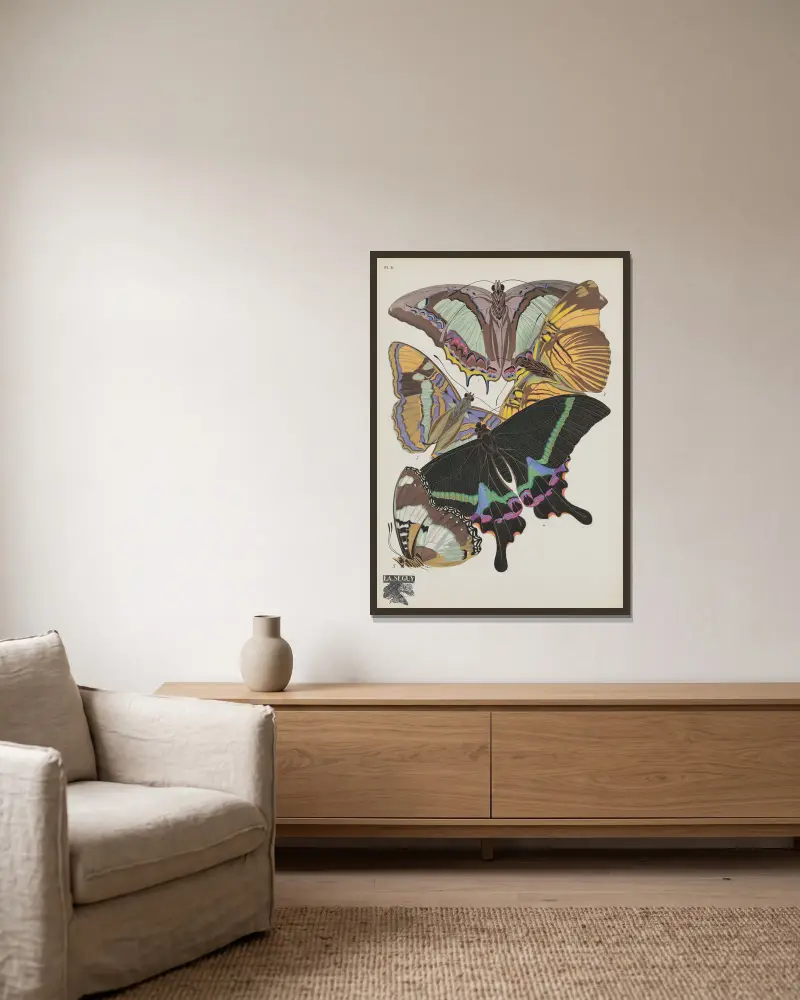Papillons Pl.08 von Emile-Allain Séguy gerahmt an einer Wand
