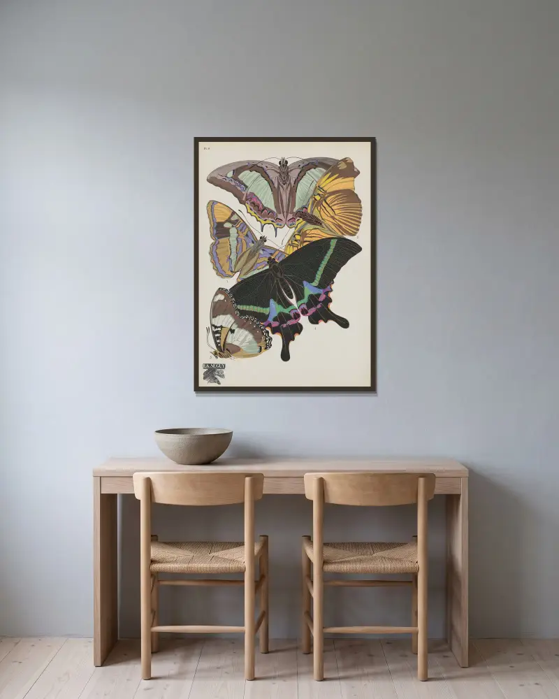 Papillons Pl.08 von Emile-Allain Séguy gerahmt an einer Wand