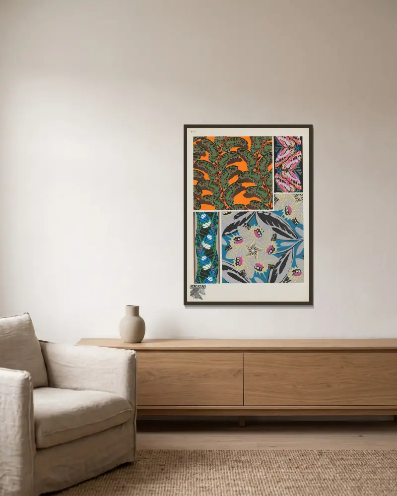 Papillons Pl. 17 von Emile-Allain Séguy gerahmt an einer Wand