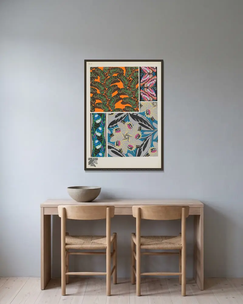 Papillons Pl. 17 von Emile-Allain Séguy gerahmt an einer Wand