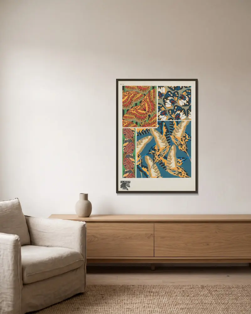 Papillons Pl.19 von Emile-Allain Séguy gerahmt an einer Wand