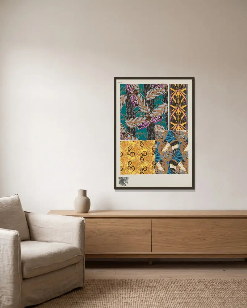 Papillons Pl. 20 von Emile-Allain Séguy gerahmt an einer Wand