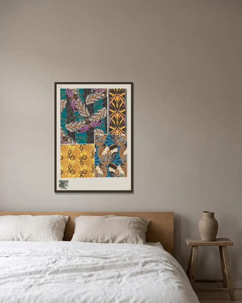 Papillons Pl. 20 von Emile-Allain Séguy gerahmt an einer Wand