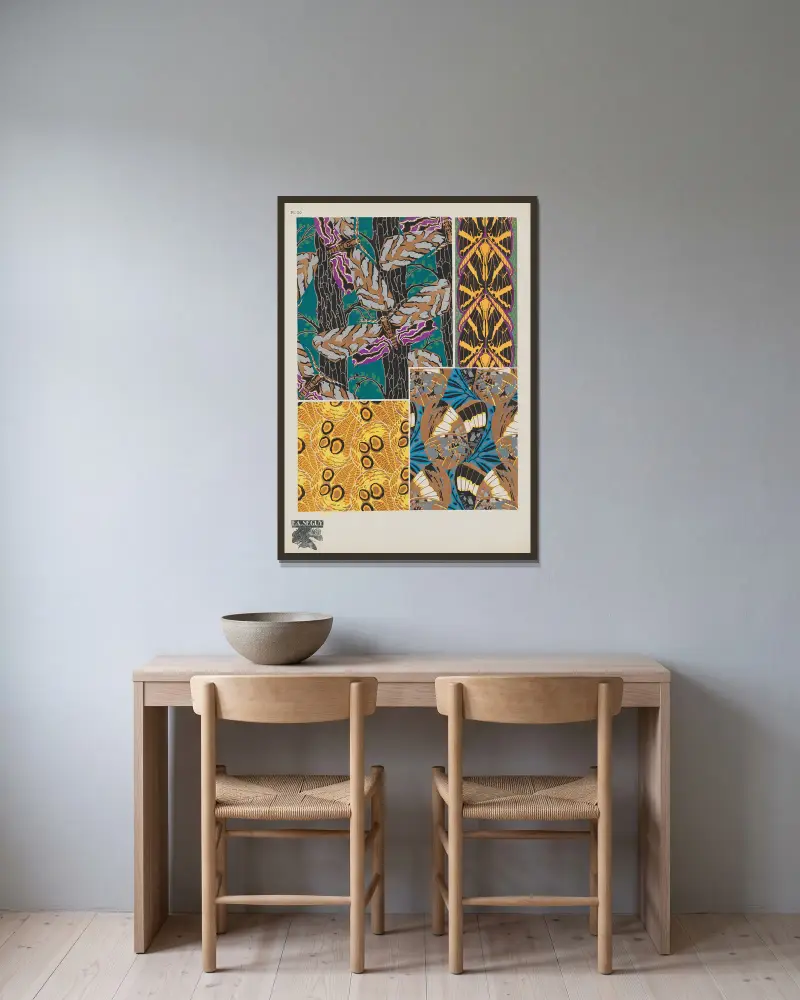 Papillons Pl. 20 von Emile-Allain Séguy gerahmt an einer Wand
