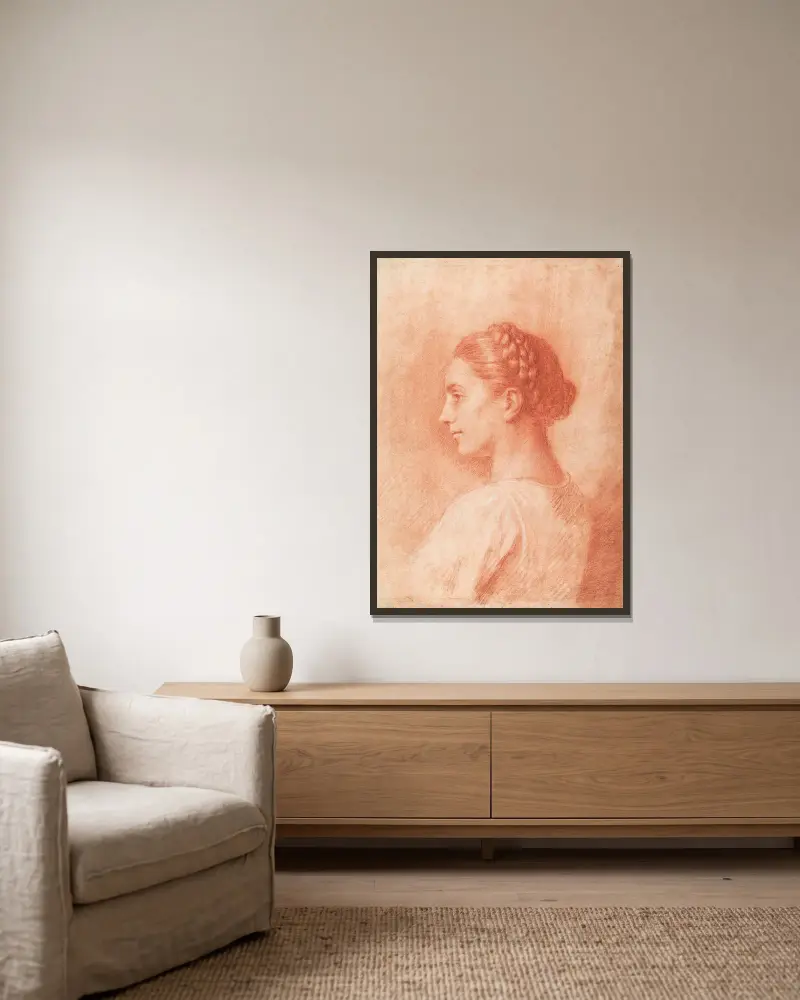 En lantflicka i Surrentum, Italien av Allan Ramsay inramad på en vägg