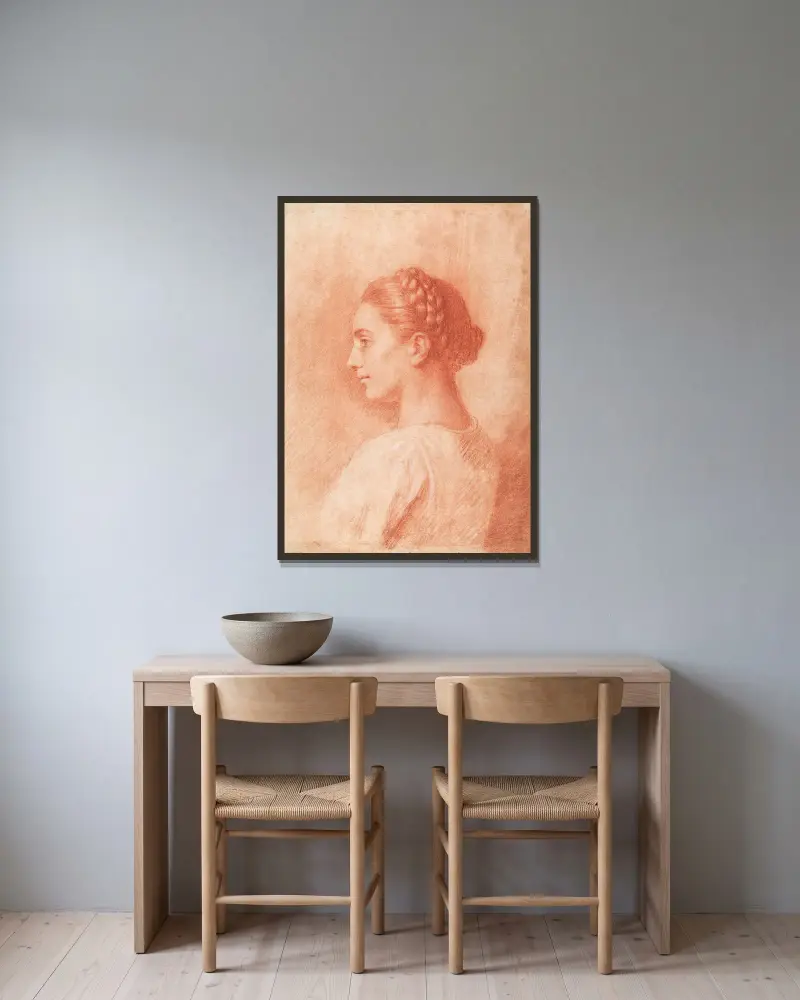 En lantflicka i Surrentum, Italien av Allan Ramsay inramad på en vägg