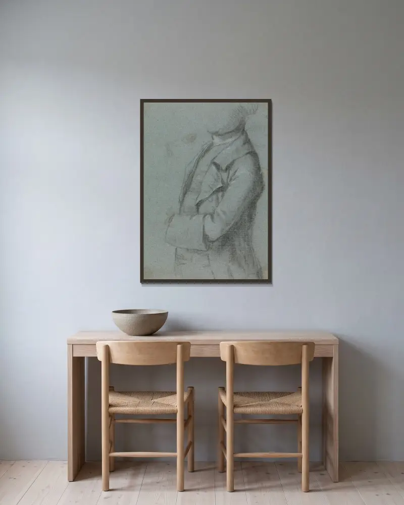 Kostymstudie för porträtt av en man av Allan Ramsay inramad på en vägg