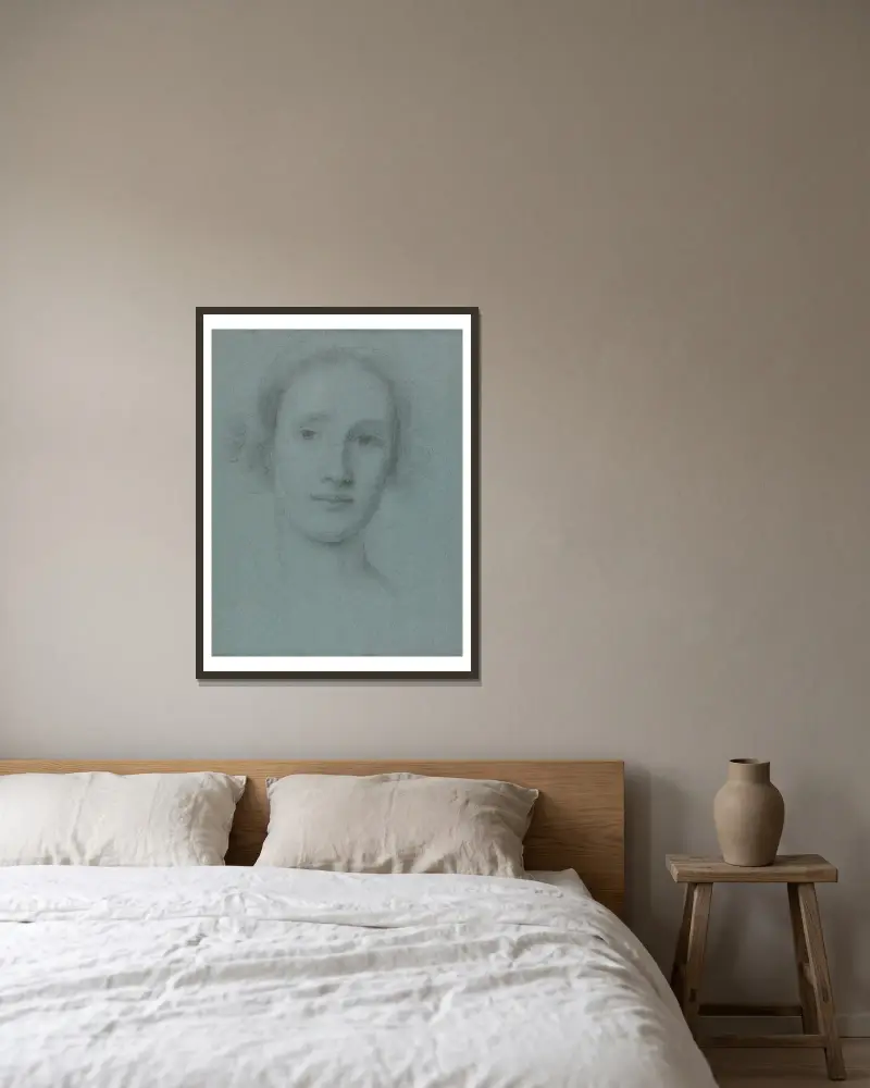 Huvud av en ung kvinna av Allan Ramsay inramad på en vägg