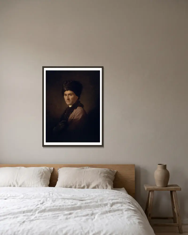 Jean-Jacques Rousseau av Allan Ramsay inramad på en vägg