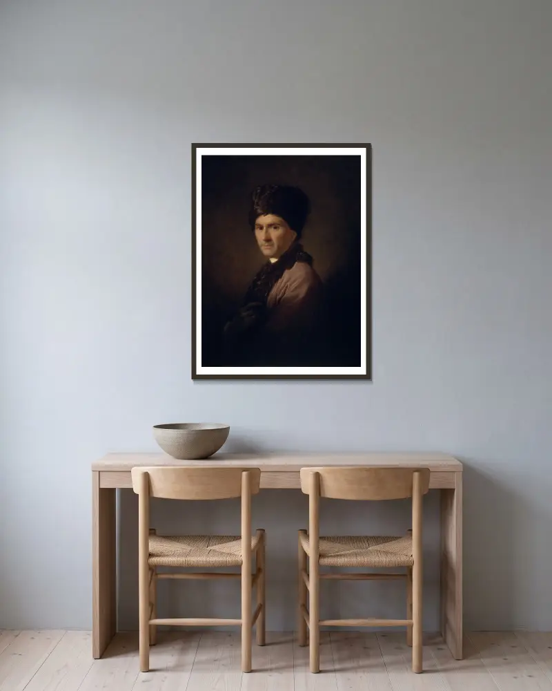 Jean-Jacques Rousseau av Allan Ramsay inramad på en vägg