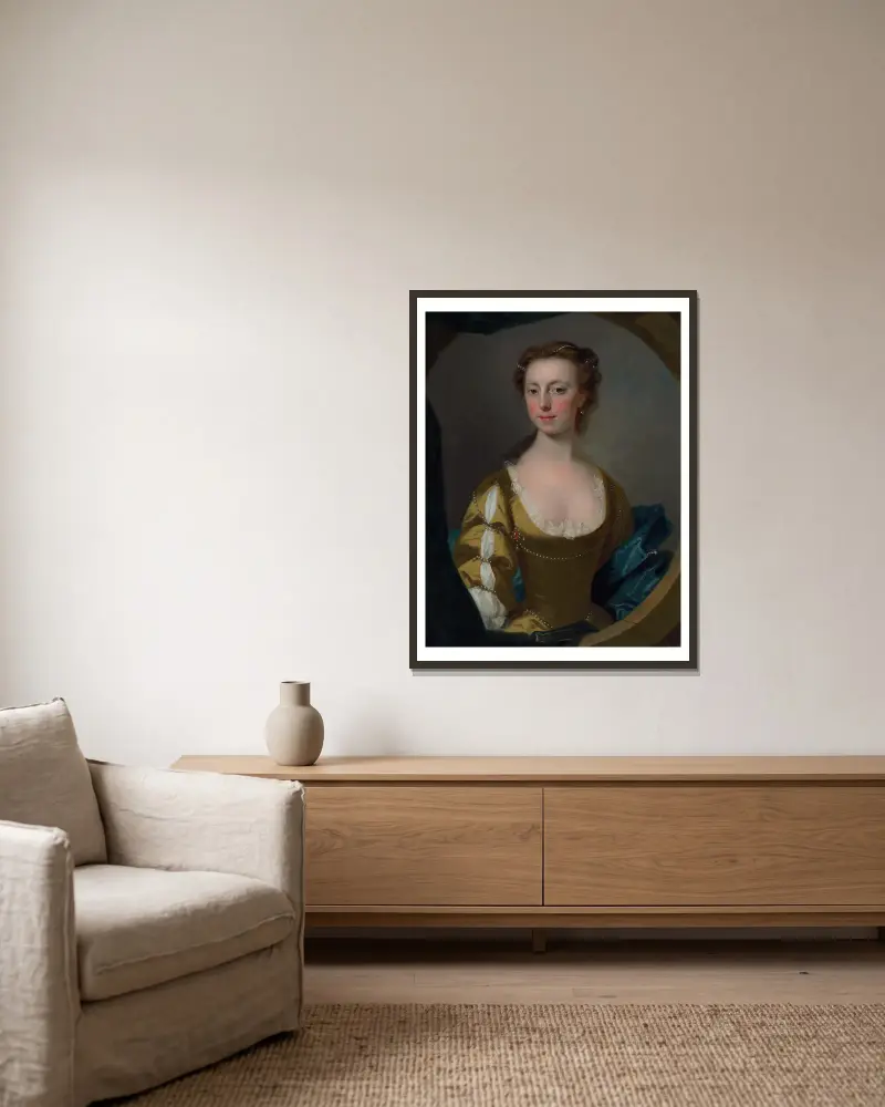 Portrait Of A Lady, Traditionally Identified As Mrs. Kitty Clive av Allan Ramsay inramad på en vägg