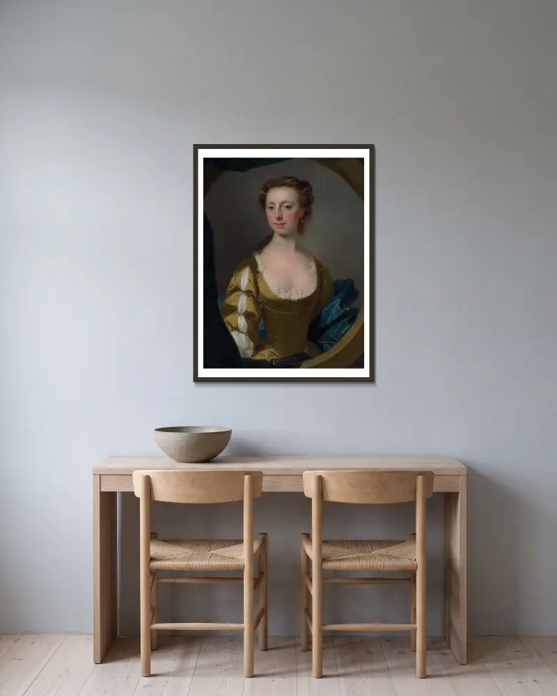 Portrait Of A Lady, Traditionally Identified As Mrs. Kitty Clive av Allan Ramsay inramad på en vägg