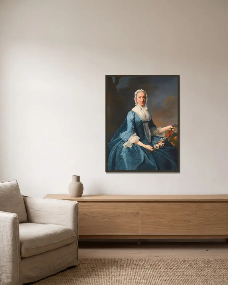 Porträtt av miss Finch av Allan Ramsay inramad på en vägg
