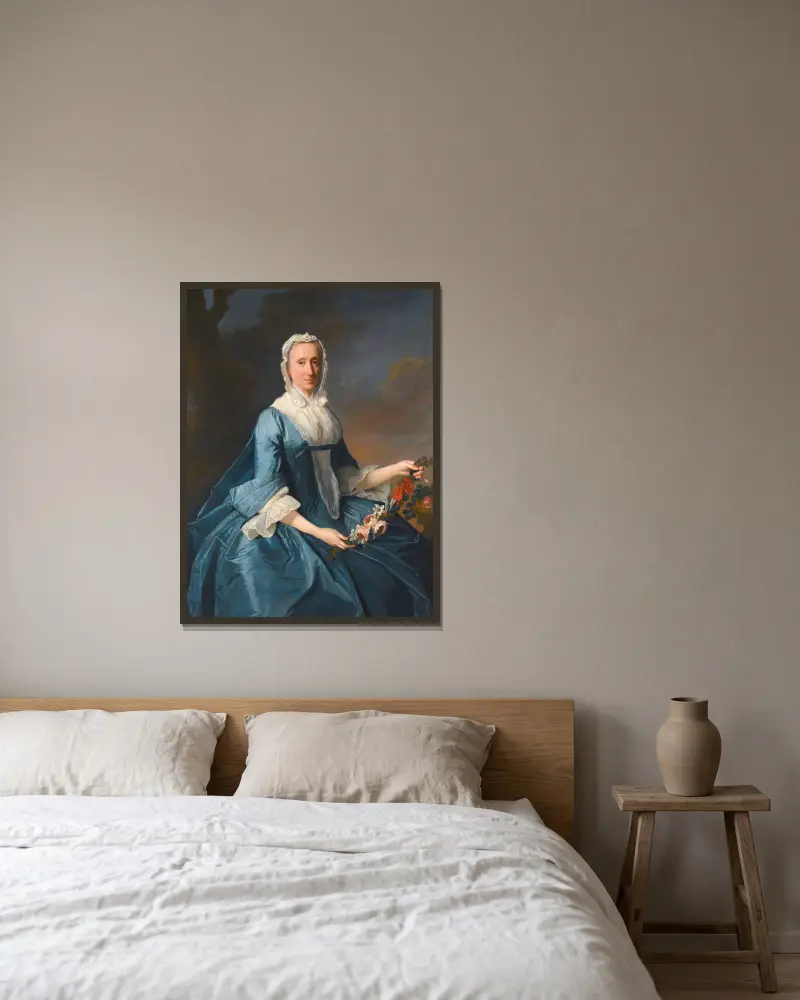 Porträtt av miss Finch av Allan Ramsay inramad på en vägg