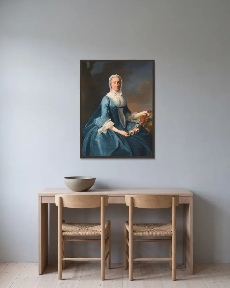 Porträtt av miss Finch av Allan Ramsay inramad på en vägg