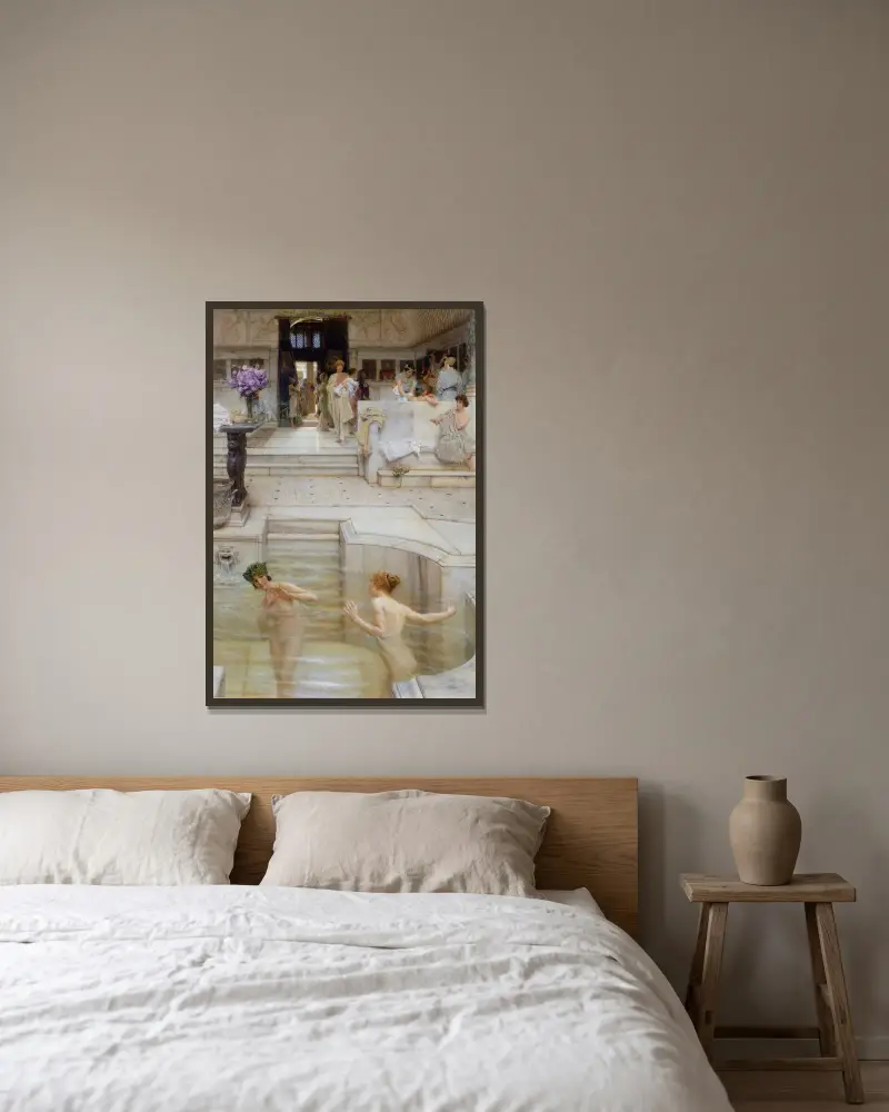 A Favourite Custom av Lawrence Alma-Tadema inramad på en vägg