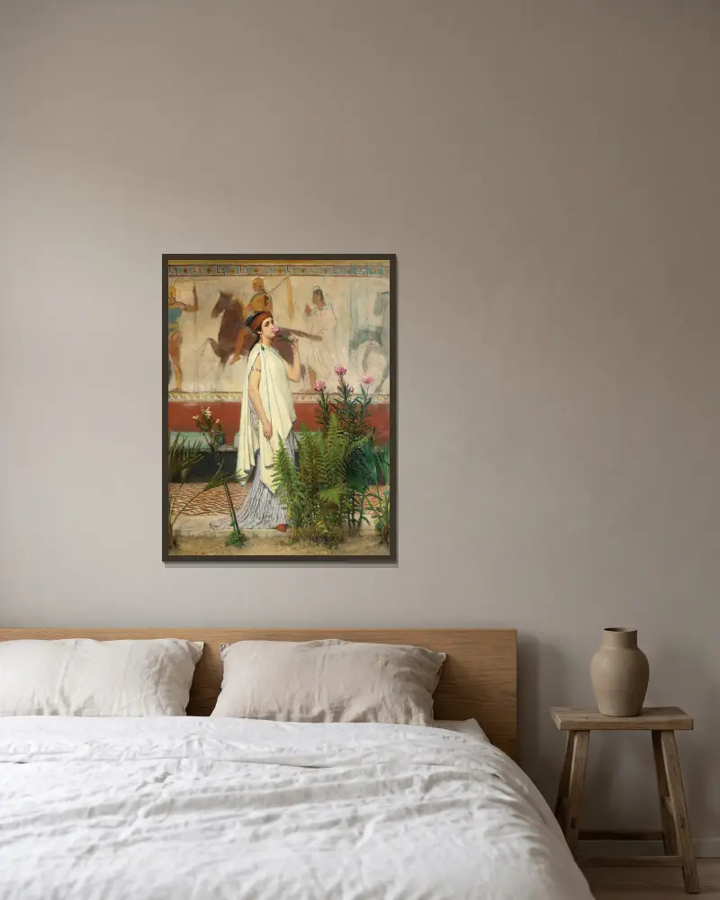 En grekisk kvinna av Lawrence Alma-Tadema inramad på en vägg