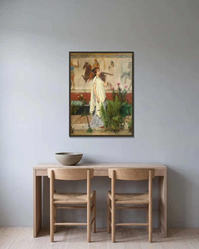 En grekisk kvinna av Lawrence Alma-Tadema inramad på en vägg
