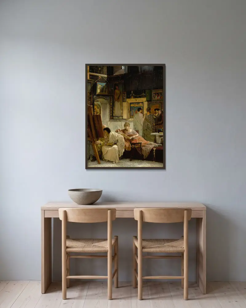A Picture Gallery av Lawrence Alma-Tadema inramad på en vägg
