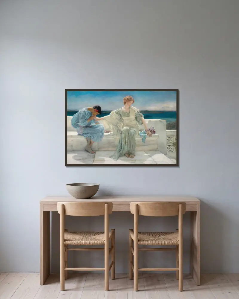 Ask me no more av Lawrence Alma-Tadema inramad på en vägg