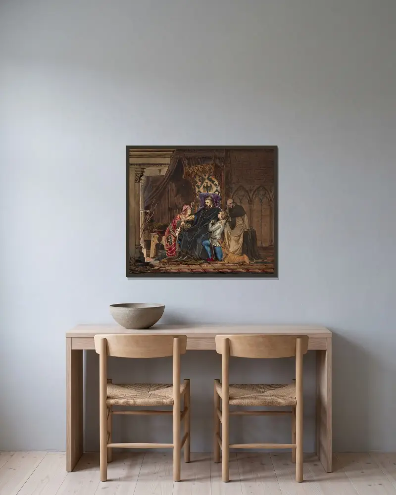 Fredrik Barbarossa får veta om sin exkommunikation av Lawrence Alma-Tadema inramad på en vägg