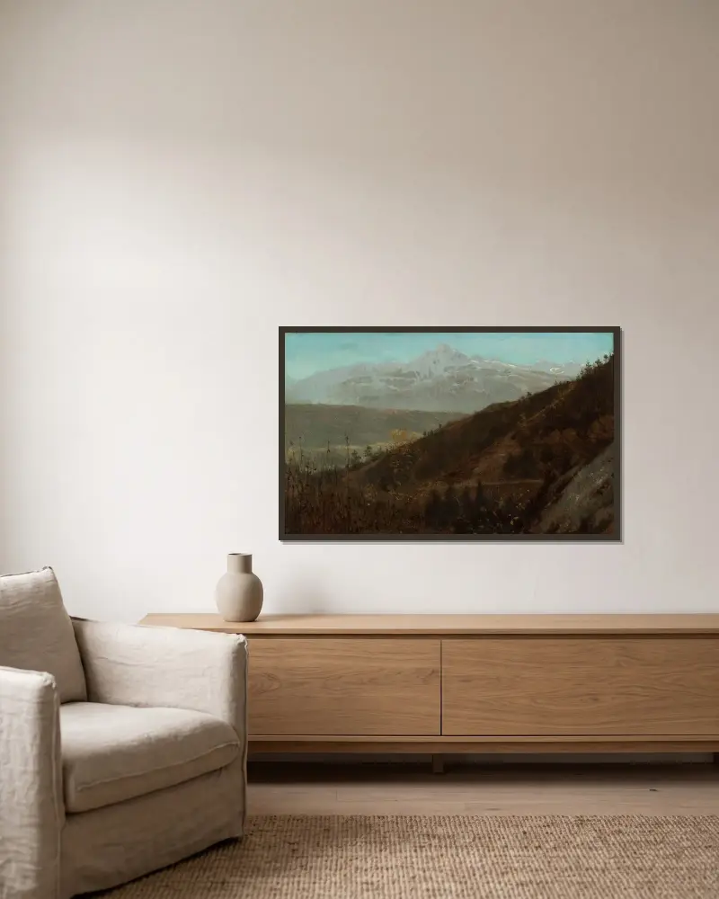 Berglandschaft von Lawrence Alma-Tadema gerahmt an einer Wand