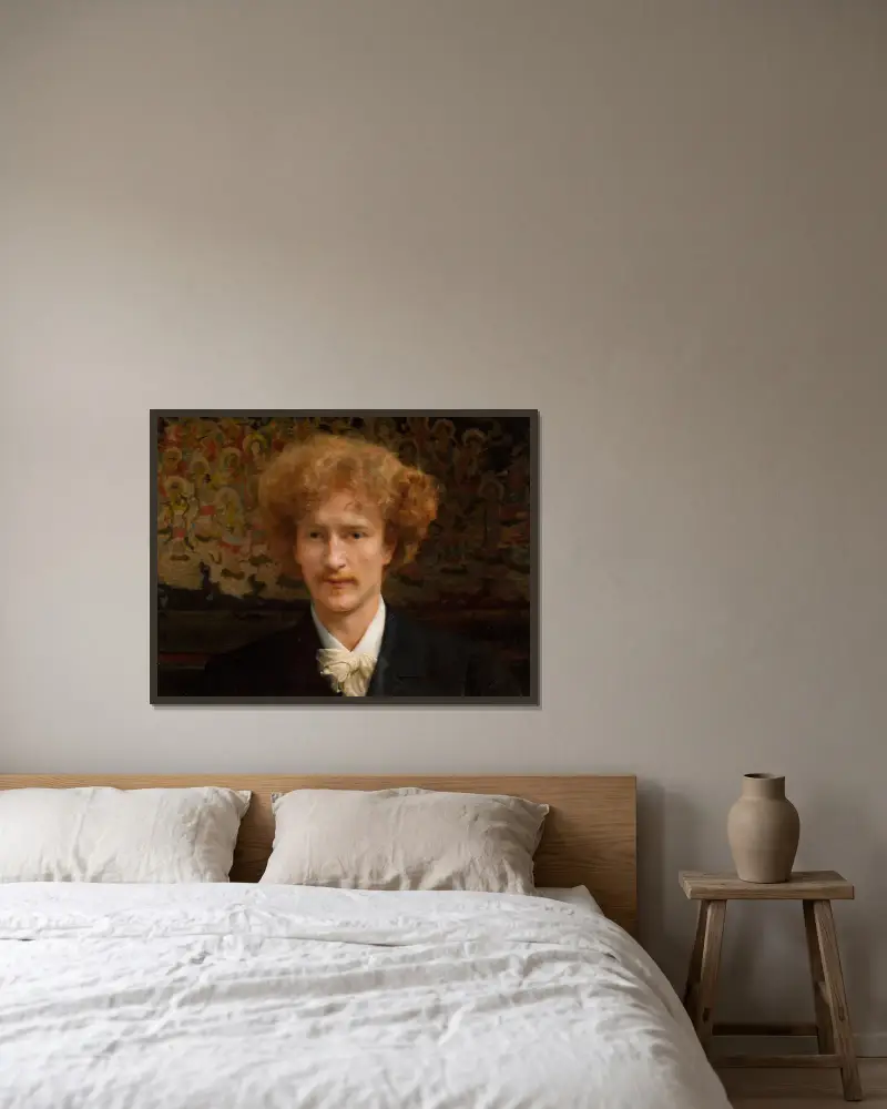 Porträtt av Ignacy Jan Paderewski (1860–1941) av Lawrence Alma-Tadema inramad på en vägg