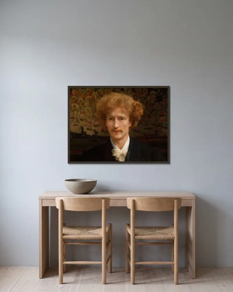 Porträtt av Ignacy Jan Paderewski (1860–1941) av Lawrence Alma-Tadema inramad på en vägg
