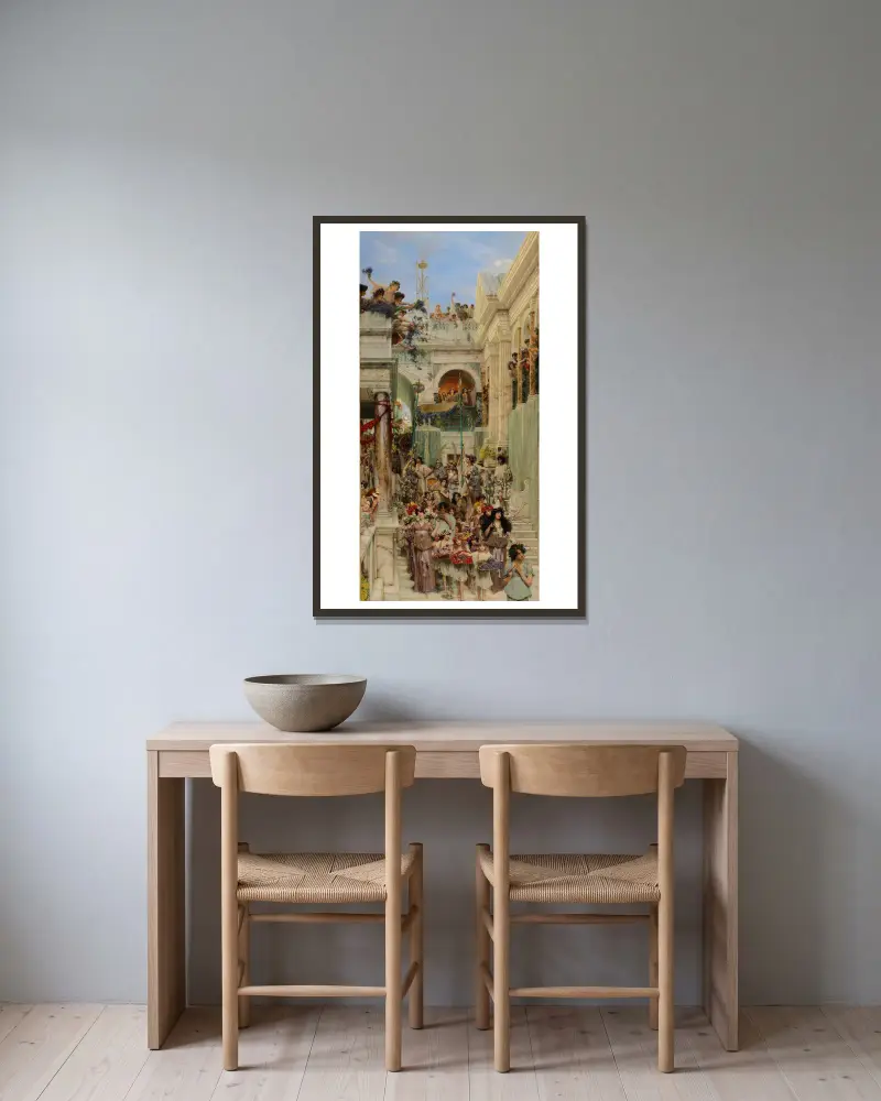 Spring av Lawrence Alma-Tadema inramad på en vägg