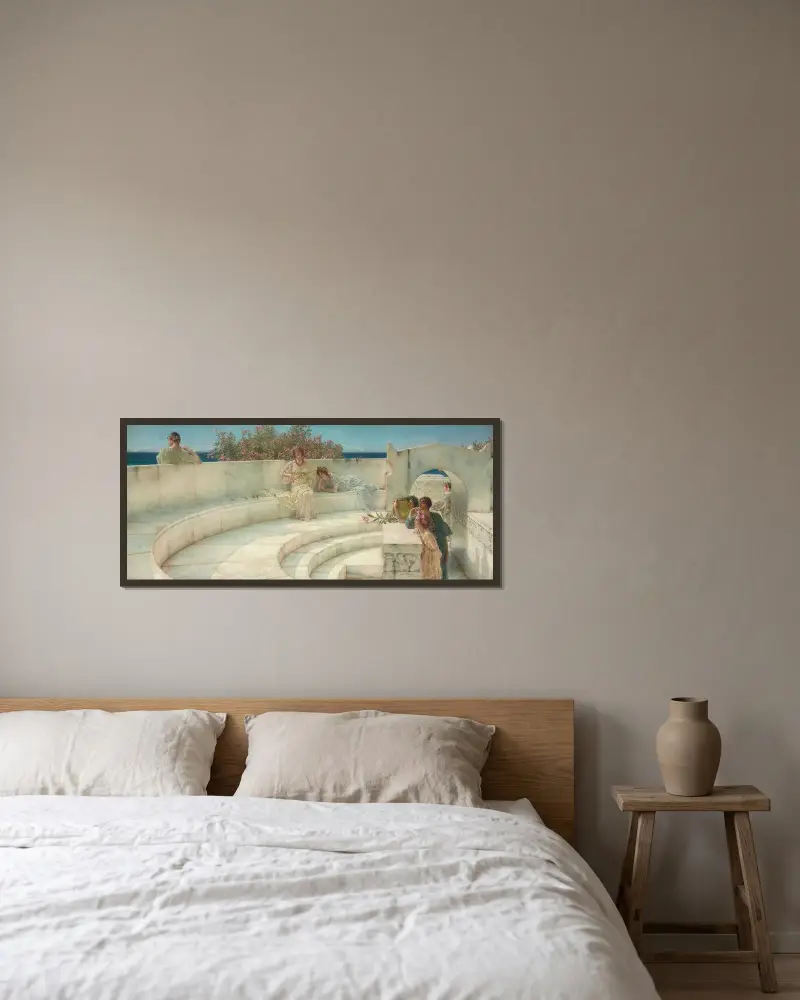 Under blå jonisk himmels tak av Lawrence Alma-Tadema inramad på en vägg