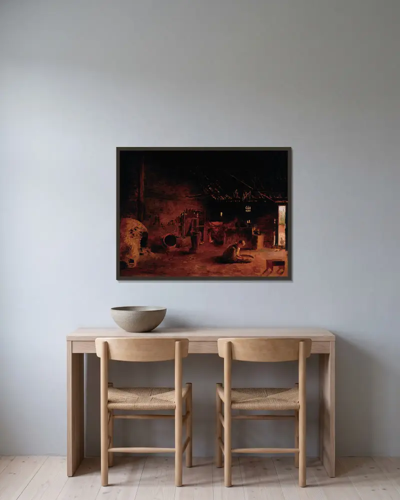 Ländliche Küche von Almeida Júnior gerahmt an einer Wand
