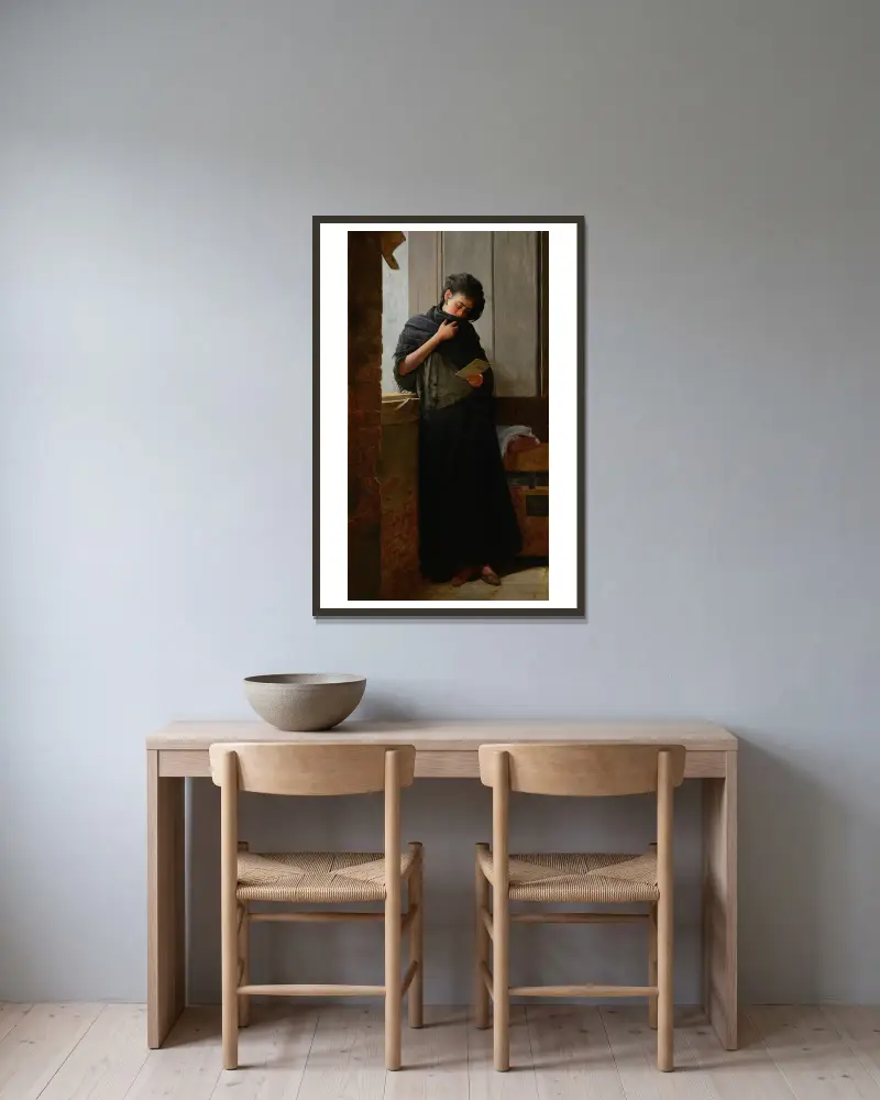 Saudade (Longing) av Almeida Júnior inramad på en vägg