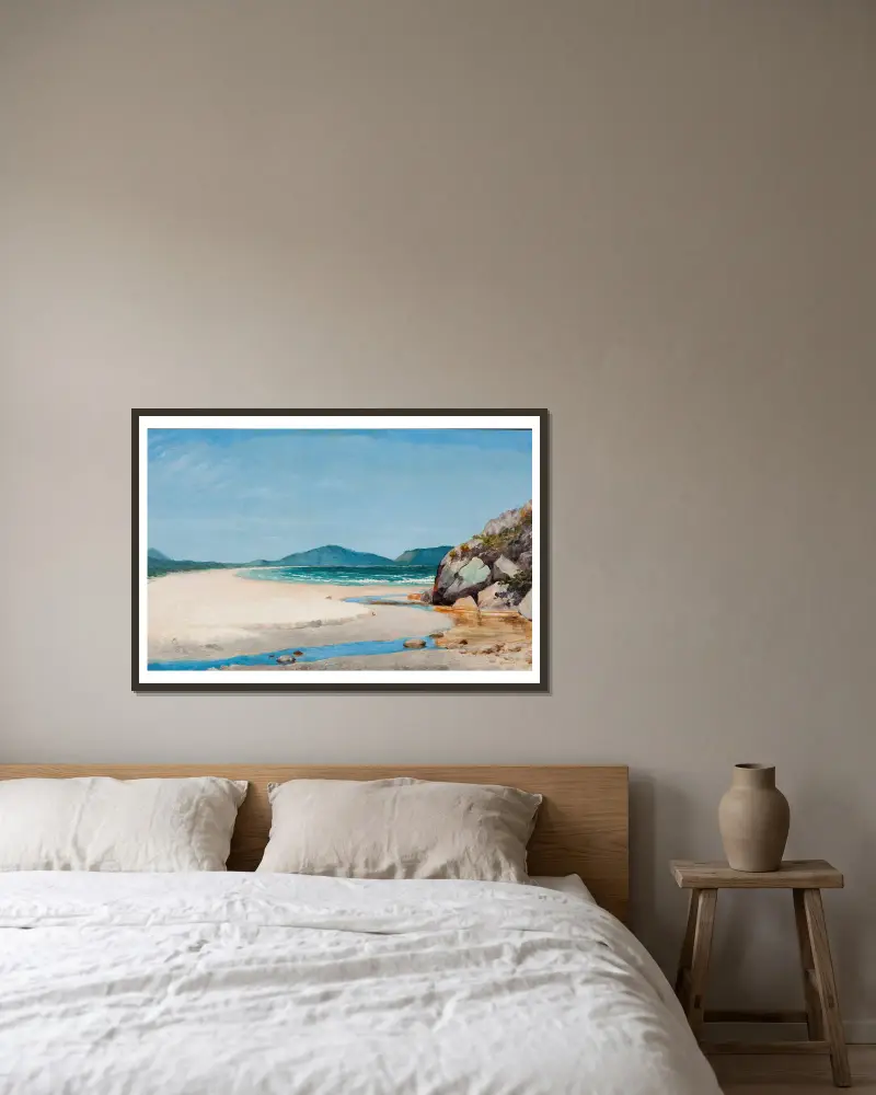 Seascape, Guarujá av Almeida Júnior inramad på en vägg