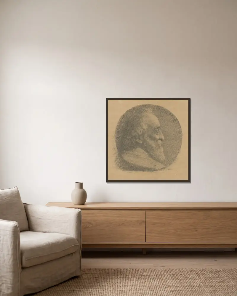A. Legros – Pictor – Sculptor av Alphonse Legros inramad på en vägg